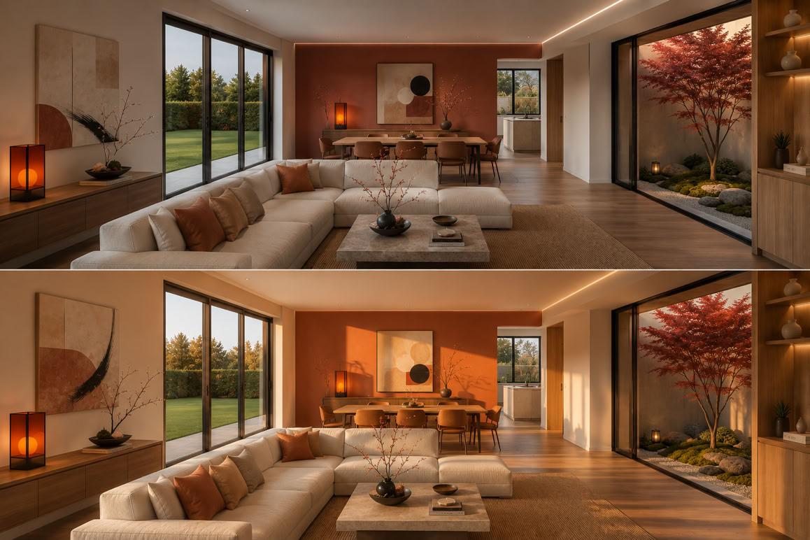 Soggiorno con palette calda