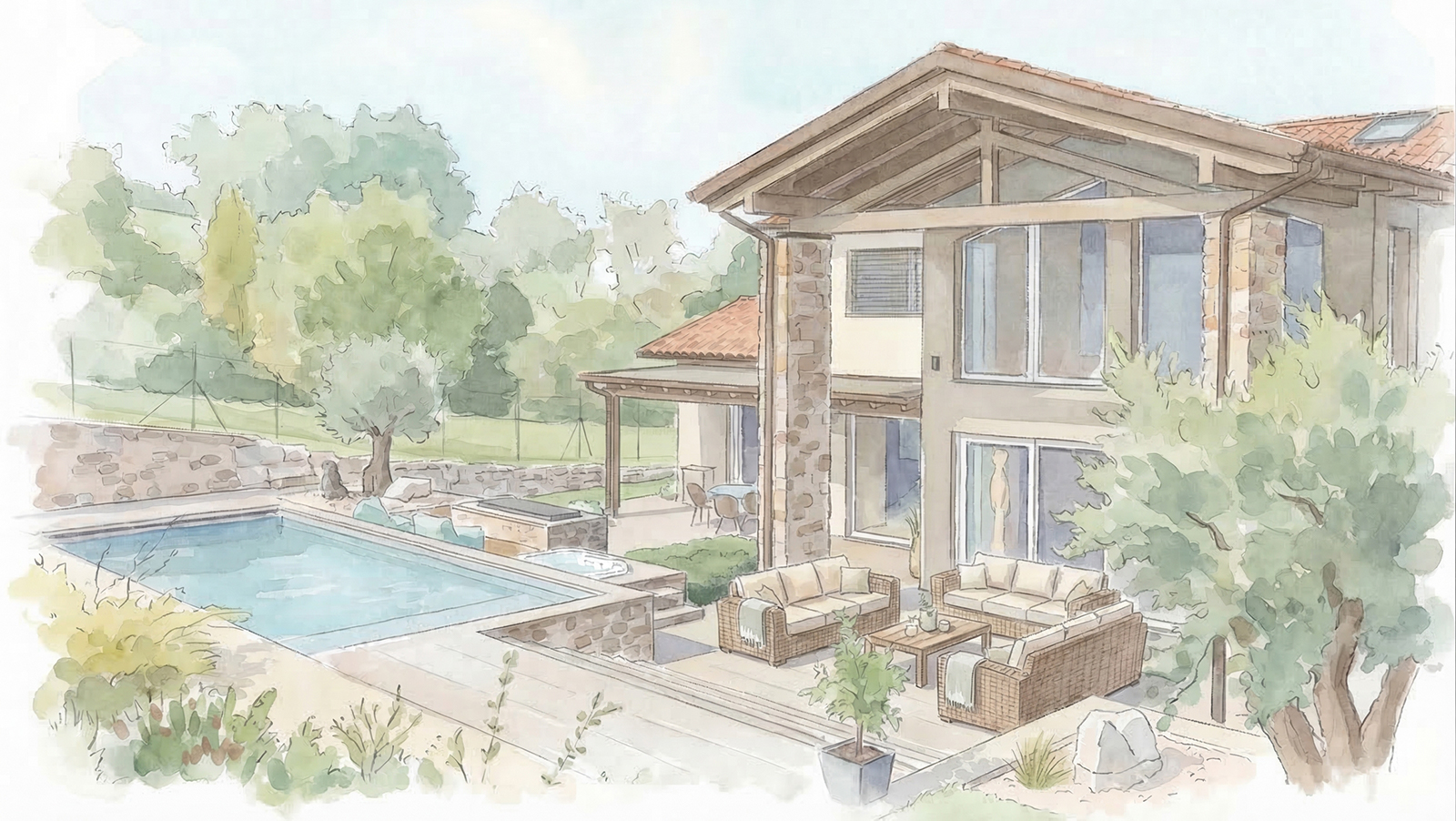 Schizzo di progetto di Villa L|R, seconda vista