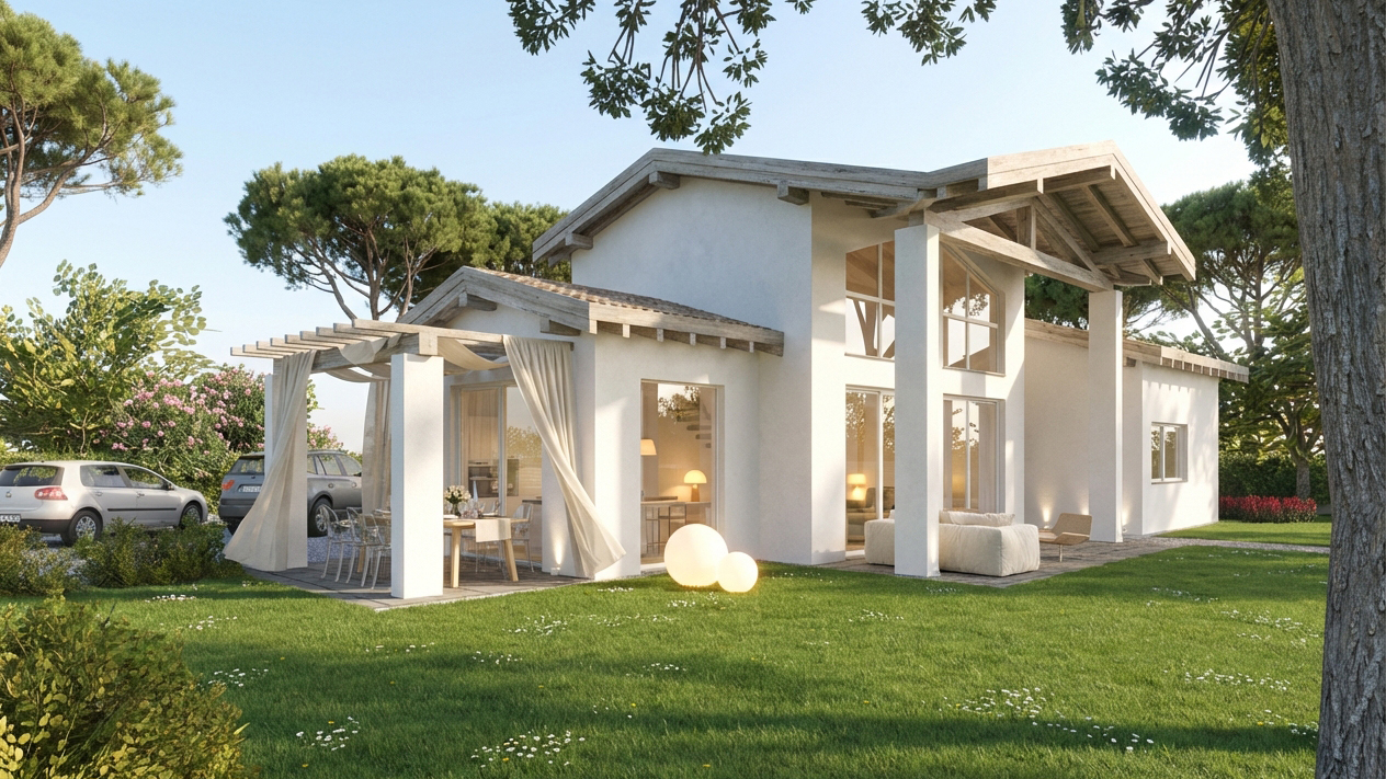 Render diurno del progetto di Villa S