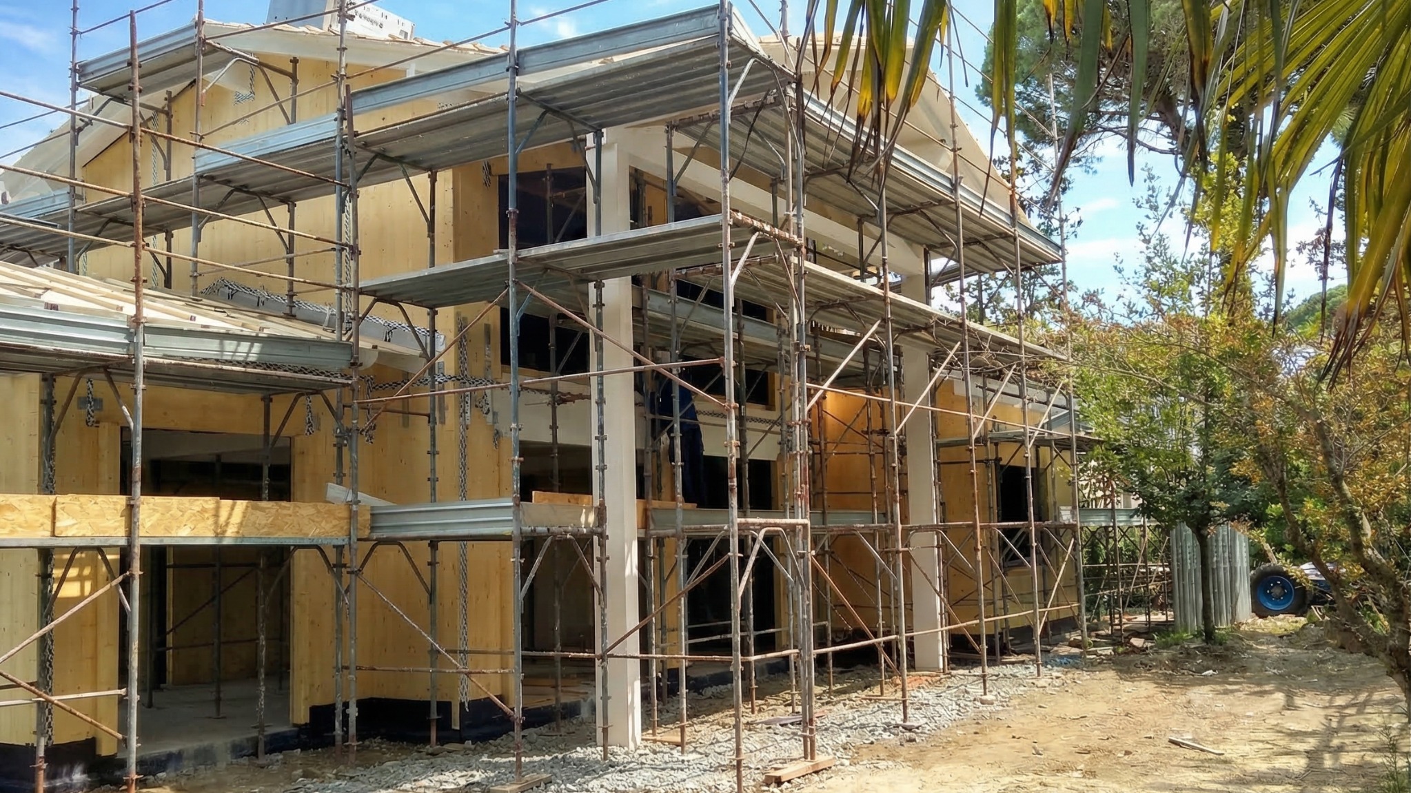 Cantiere della struttura in legno di Villa S